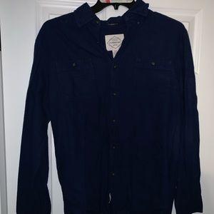 Navy blue mens flannel shirt
